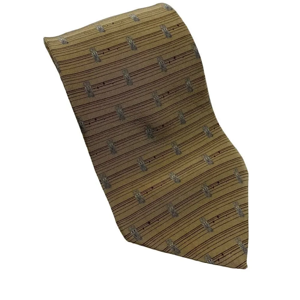 Bill Blass Tie Men's Necktie Silk Light Brown Gray Stripe Classic Office